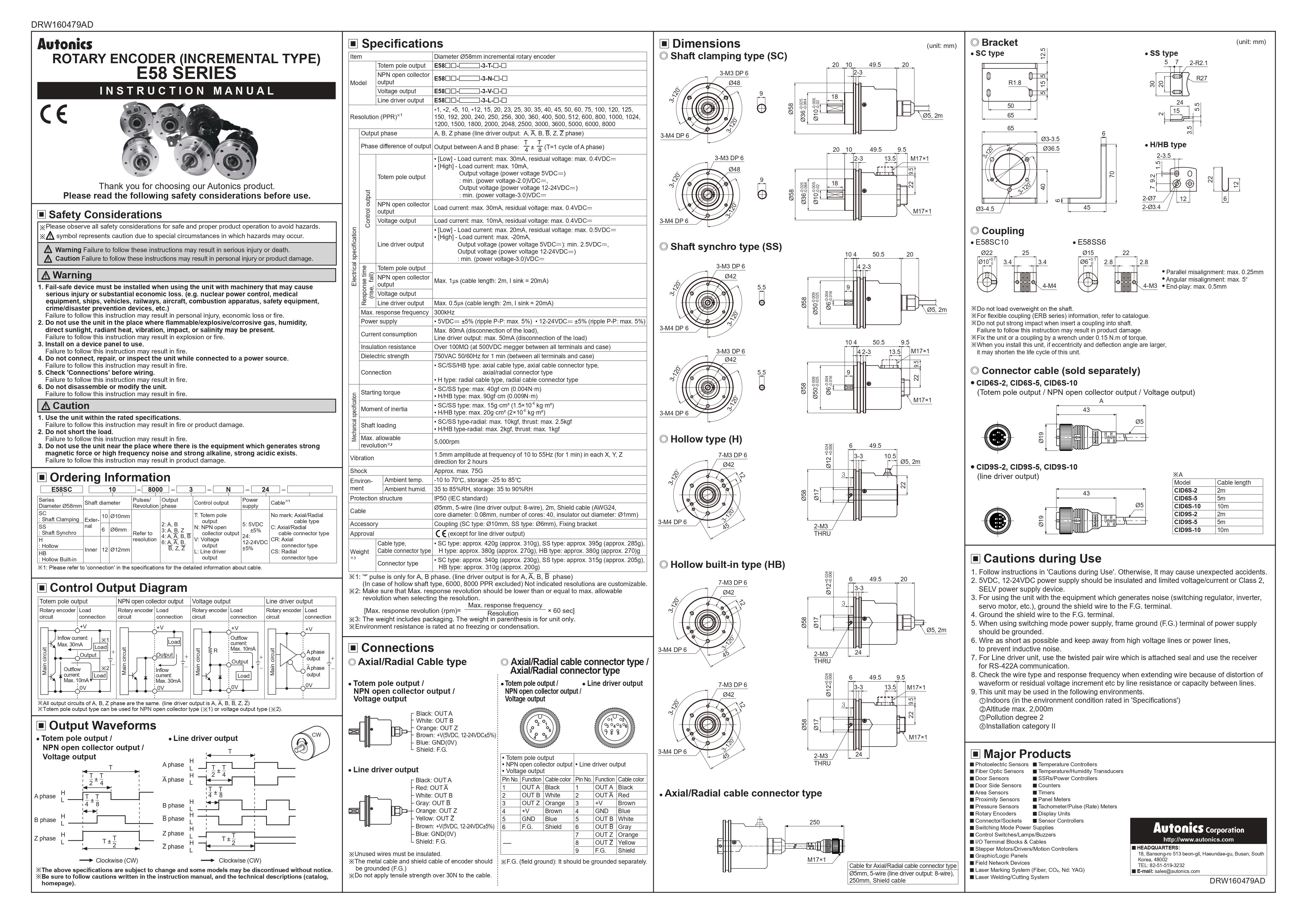 Autonics Rotary Encoder E58SS6-45-6-L-5-C